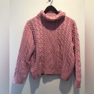 JEANNE PIERRE Mauve Cable Knit Turtleneck Sweater